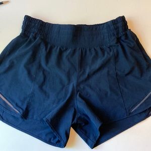 Navy lulumon running shorts - high rise “shorty short”